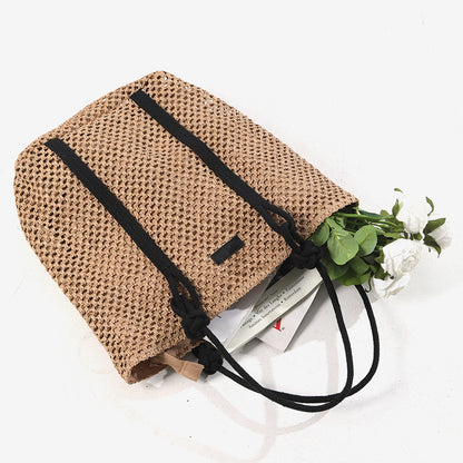 Cosbai - Large Capacity Single Shoulder Tote Straw Bag