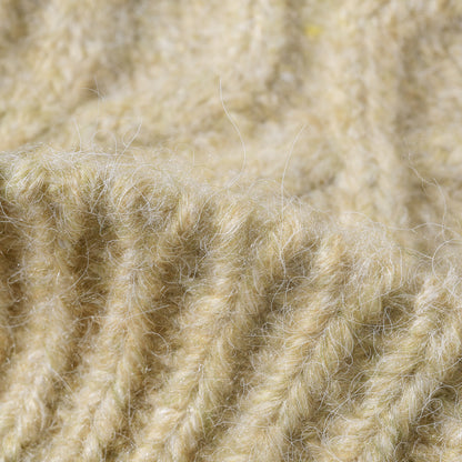 Red cable-knit cuffed beanie product view