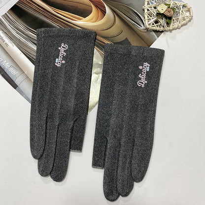Product image for Gloving - Strawberry Accent Lettering Fingerless Gloves (Heather Gray)