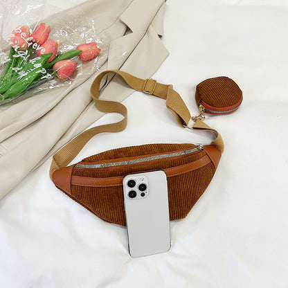 Cosbai - Corduroy Texture Waist Coin Purse