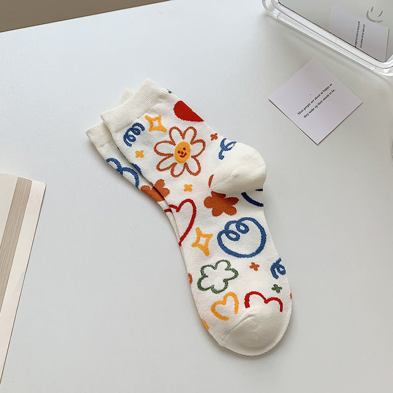 Rufia Cotton Socks for Women | 5 Pairs | Smile and Bear Pattern | Cute and Fashionable