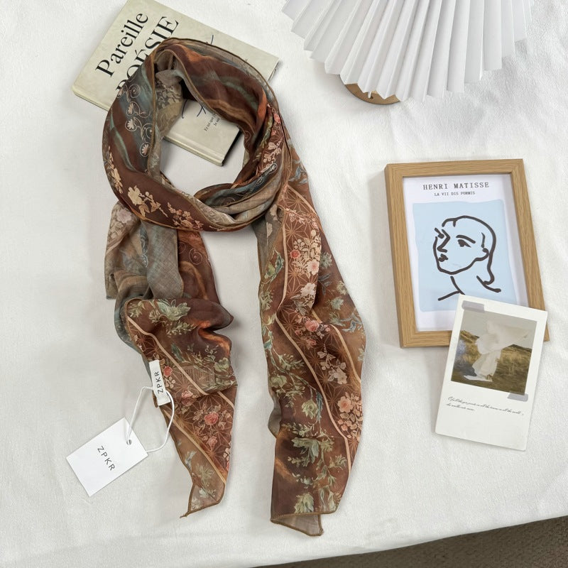 Product image for Scarvii - Patterned Semi-Sheer Scarf (Floral Panel)