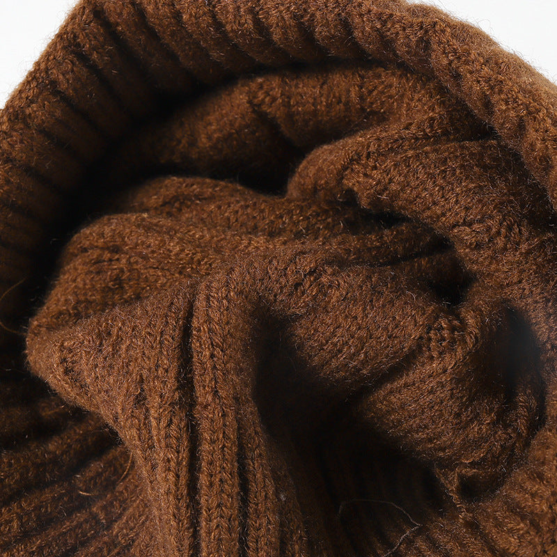 Red chevron textured cuffed knit beanie detail