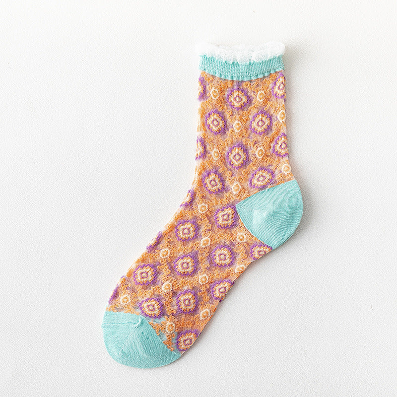 Rufia - Vintage Floral Sheer Socks