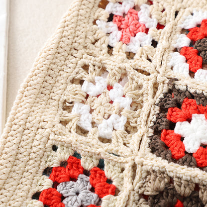 Cosbai Bohemian crochet woven tote bag close-up on woven texture and pattern