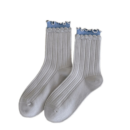 Rufia - Ribbed Layered-Ruffle Crew Socks