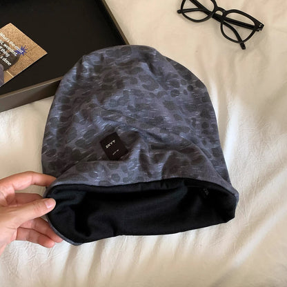 Haila - Vintage Leopard Print Ruched Slouchy Head Wrap Hat
