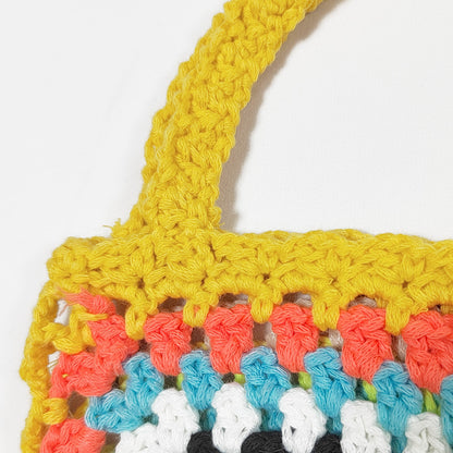 Bohemian Crocheted Color Block Tote Bag