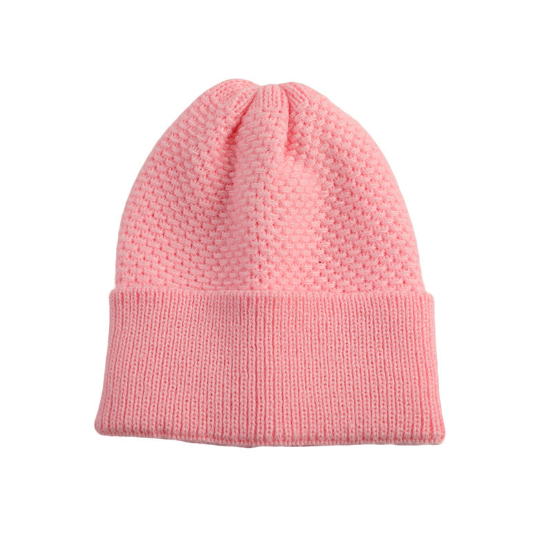 Pink ribbed cuff knit beanie product view
