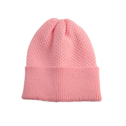 Pink ribbed cuff knit beanie product view