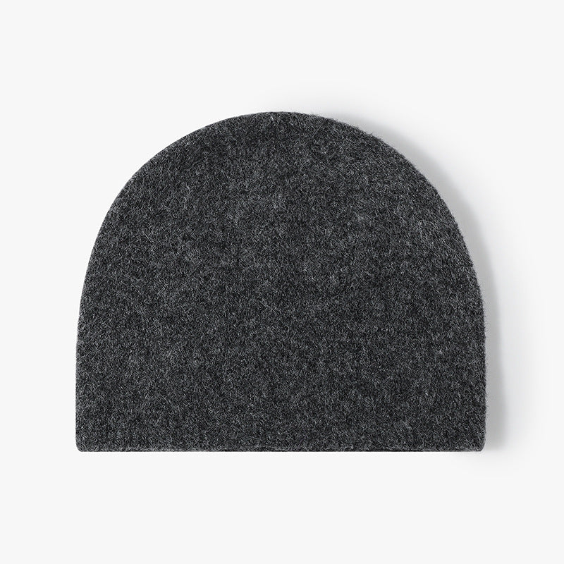 Dark Gray brushed wool brimless knit beanie product view