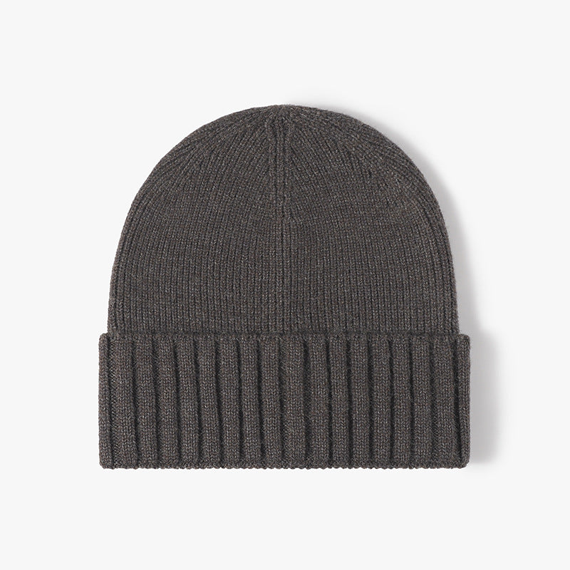 Dark Gray classic solid ribbed cuffed beanie product view