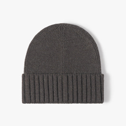 Dark Gray classic solid ribbed cuffed beanie product view