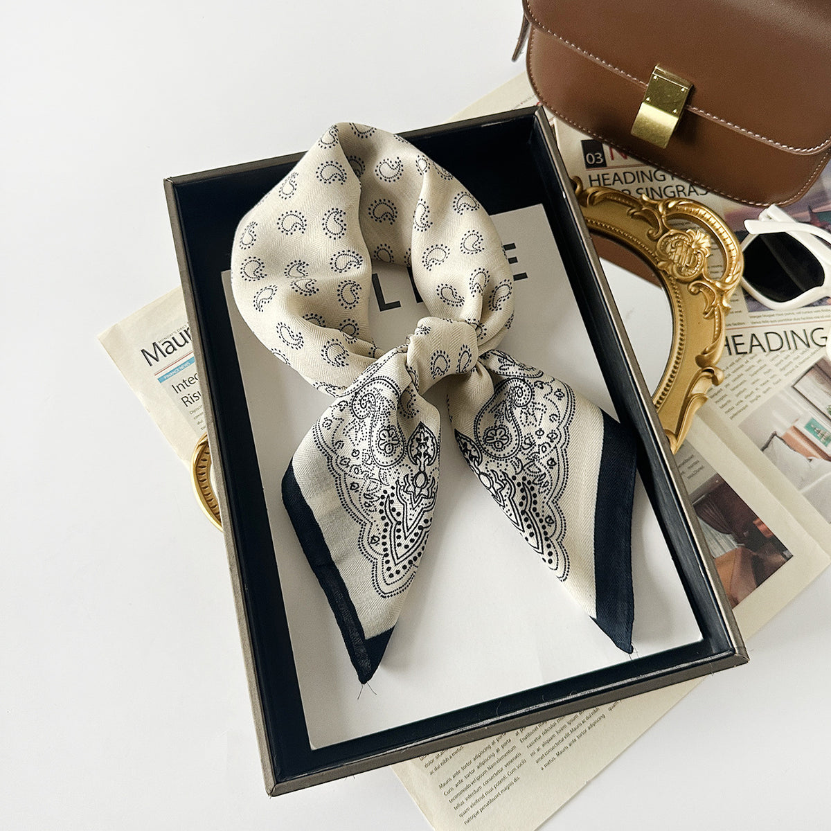 Product image for Scarvii - Velvet Paisley Square Scarf (Black)