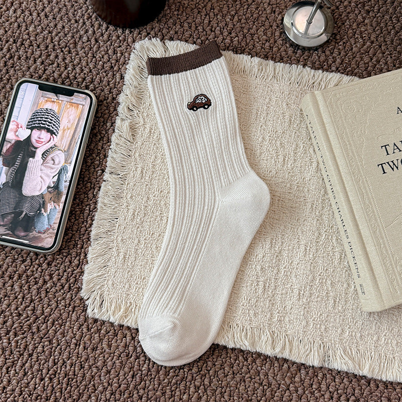 Rufia - Patterned Ribbed Crew Socks