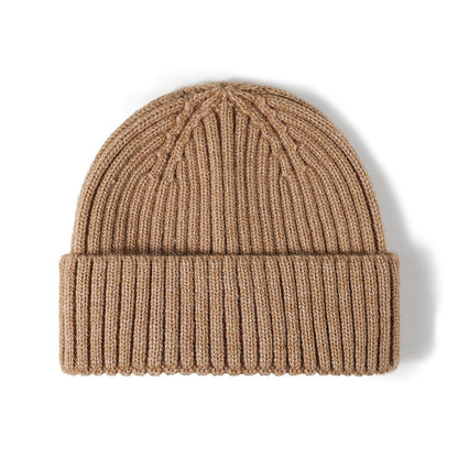Black solid ribbed cuffed knit beanie product view
