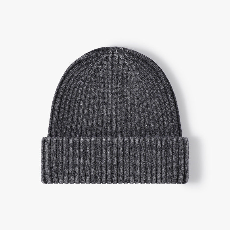 Black heathered ribbed cuffed knit beanie product view