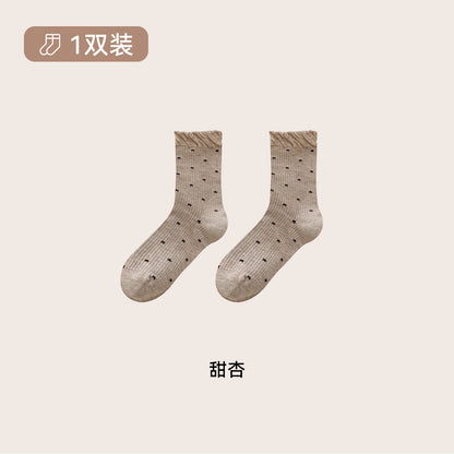 CHEEMY FREE复古小星星甜美木耳边泡泡花边中筒袜子女秋冬堆堆袜