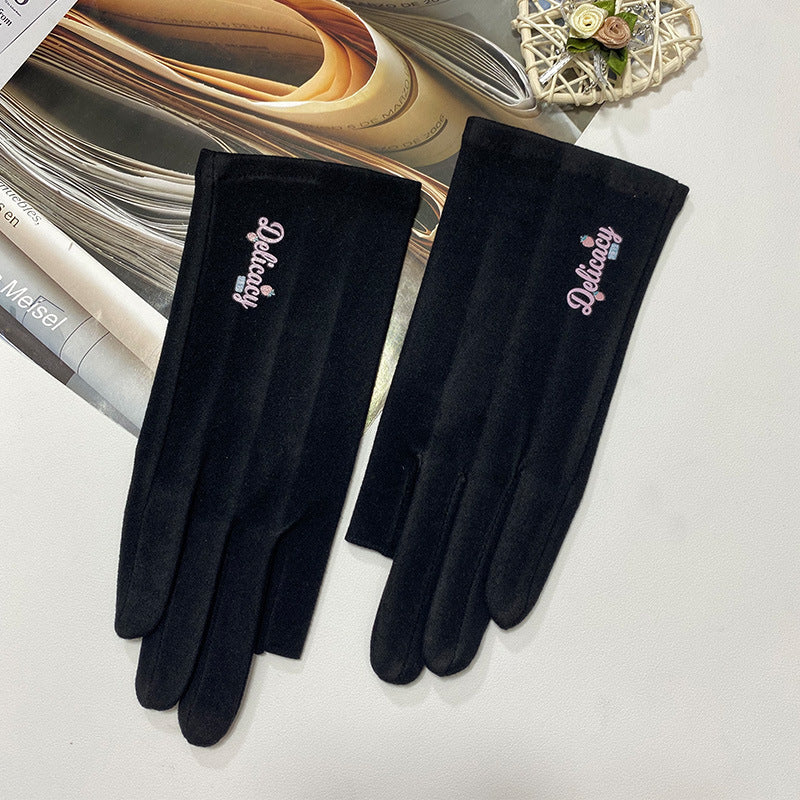Product image for Gloving - Strawberry Accent Lettering Fingerless Gloves (Black)