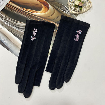 Product image for Gloving - Strawberry Accent Lettering Fingerless Gloves (Black)