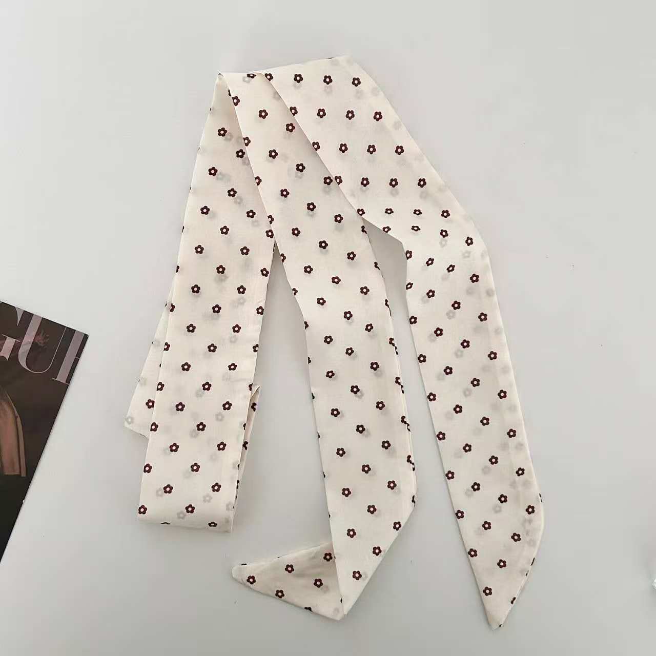 Scarvii Vintage Floral Pattern Skinny Scarf