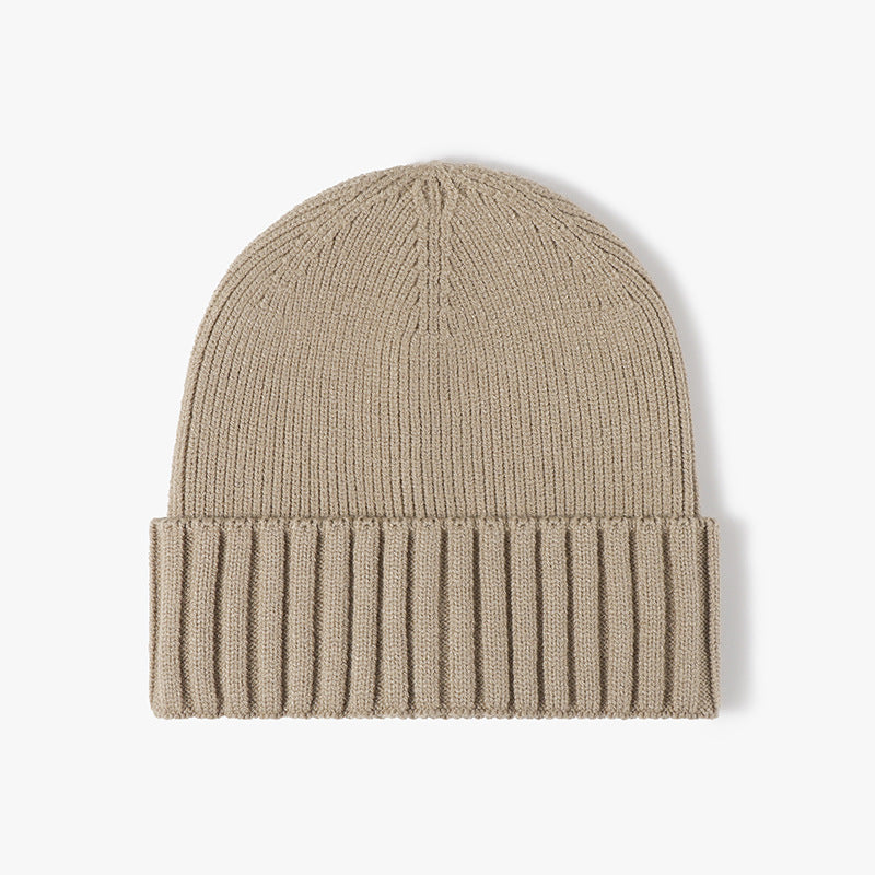 Khaki classic solid ribbed cuffed beanie product view