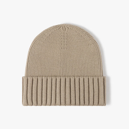 Khaki classic solid ribbed cuffed beanie product view