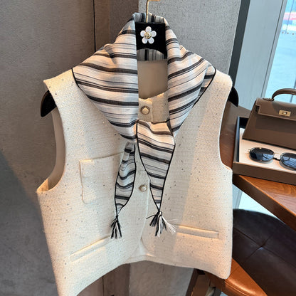 Scarvii - Striped Tassel Triangle Scarf