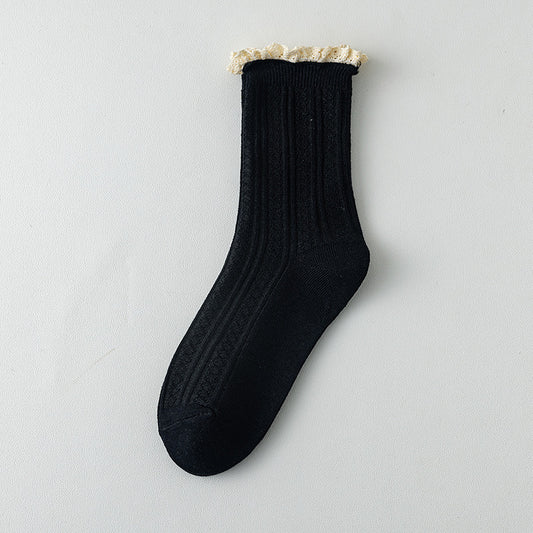 Rufia - Lace Trim Soft Knit Crew Socks