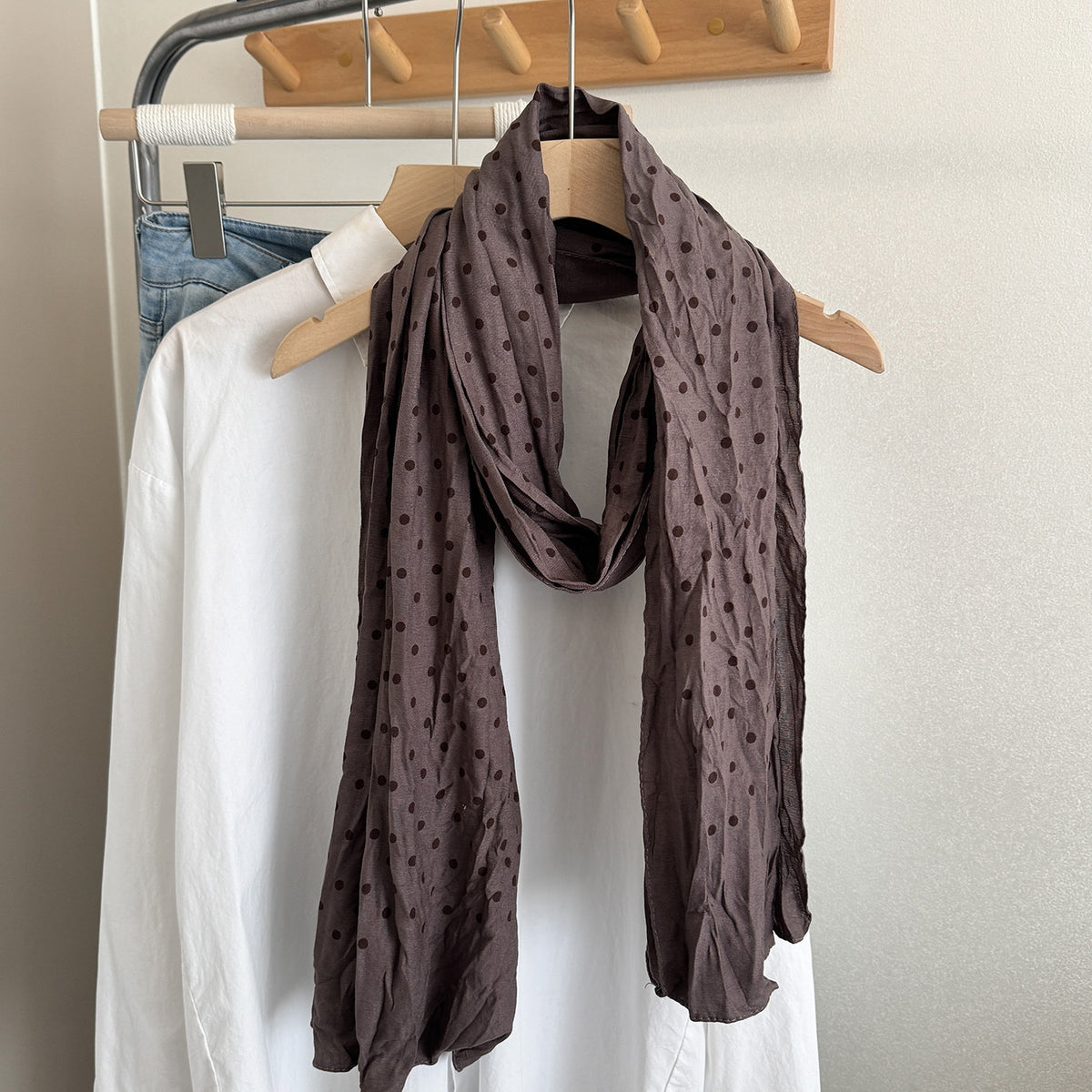 Scarvii - Polka Dot Looped Drape Scarf