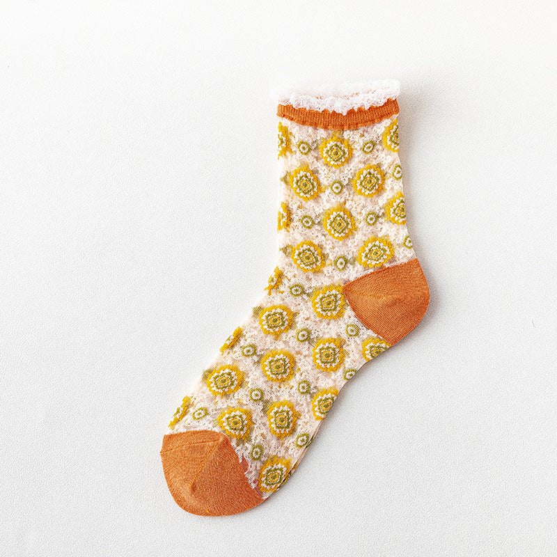 Rufia - Vintage Floral Sheer Socks