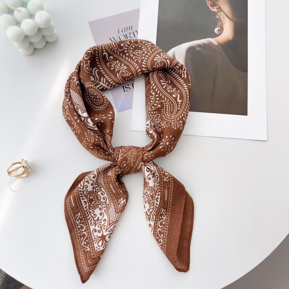 Scarvii - Paisley Floral Ornate Border Square Scarf