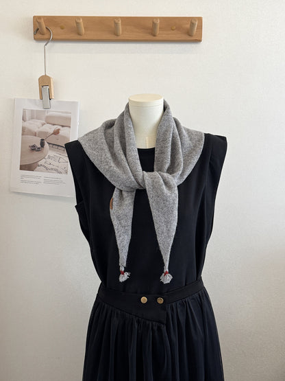 Product image for Scarvii - Knit Tassel Triangle Scarf (Light Gray)