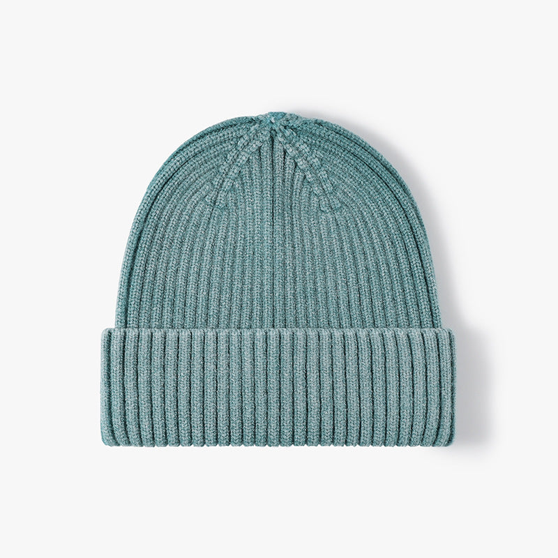 Lake Blue heathered ribbed cuffed knit beanie product view