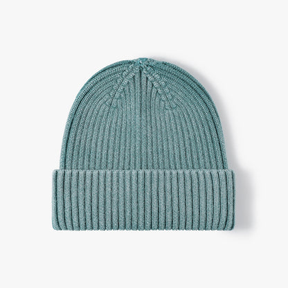 Lake Blue heathered ribbed cuffed knit beanie product view