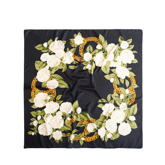 Scarvii - 90cm Scarf with Camellia Flower Pattern