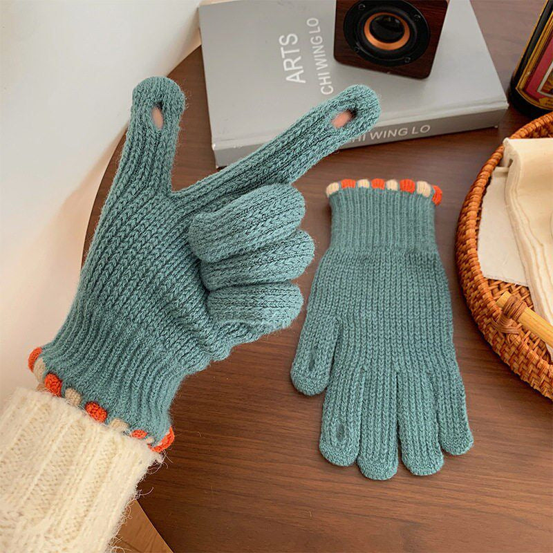 Gloving - Ribbed Knit Loop-Accent Gloves