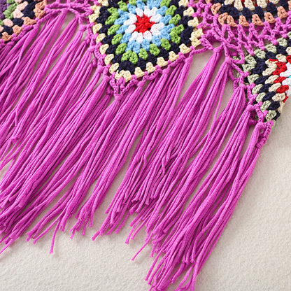 Close-up of strap detail on Crosa Bohemian Crochet Camisole Tank Top