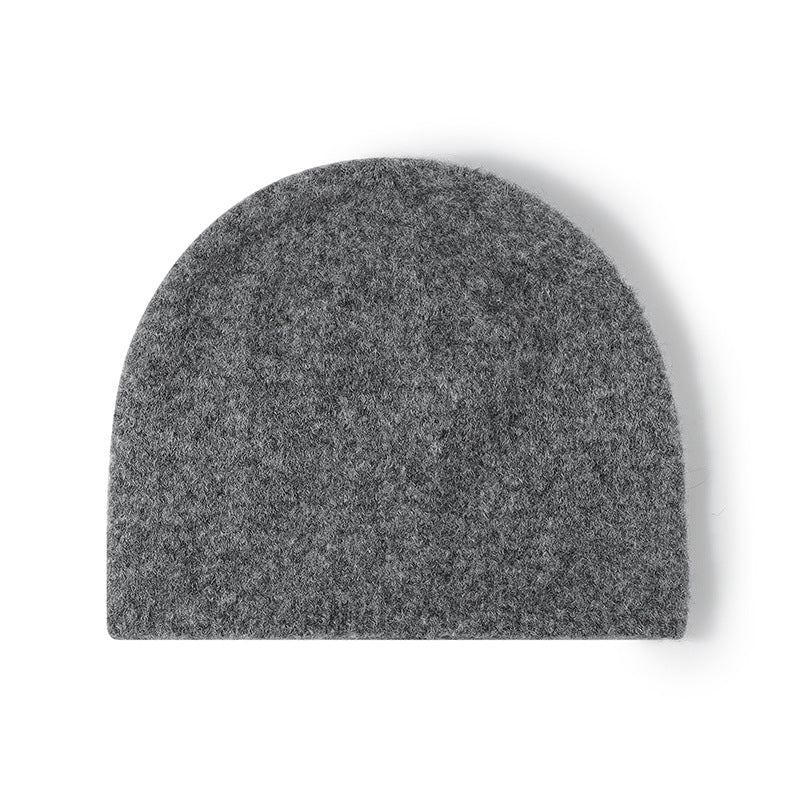 White brushed wool brimless knit beanie product view