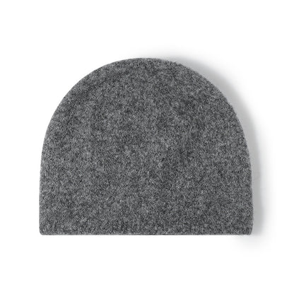 White brushed wool brimless knit beanie product view