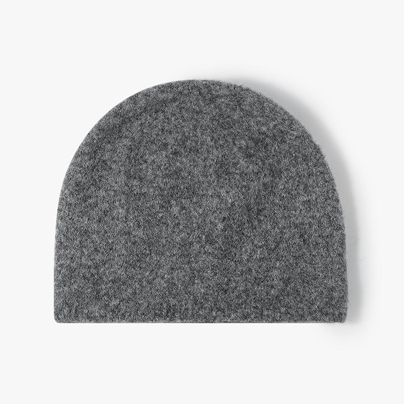 Heather Gray brushed wool brimless knit beanie product view