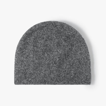 Heather Gray brushed wool brimless knit beanie product view