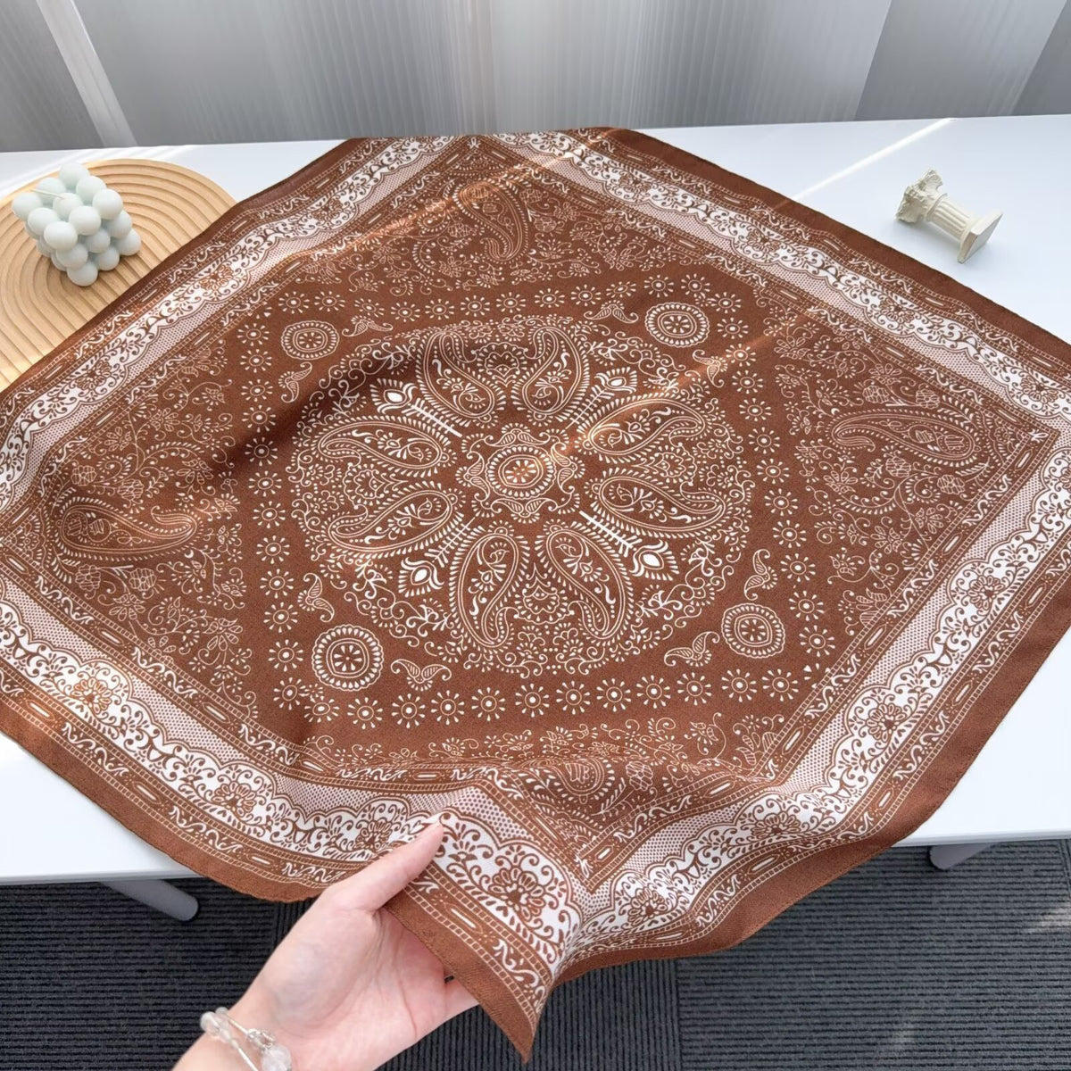 Scarvii - Paisley Floral Ornate Border Square Scarf