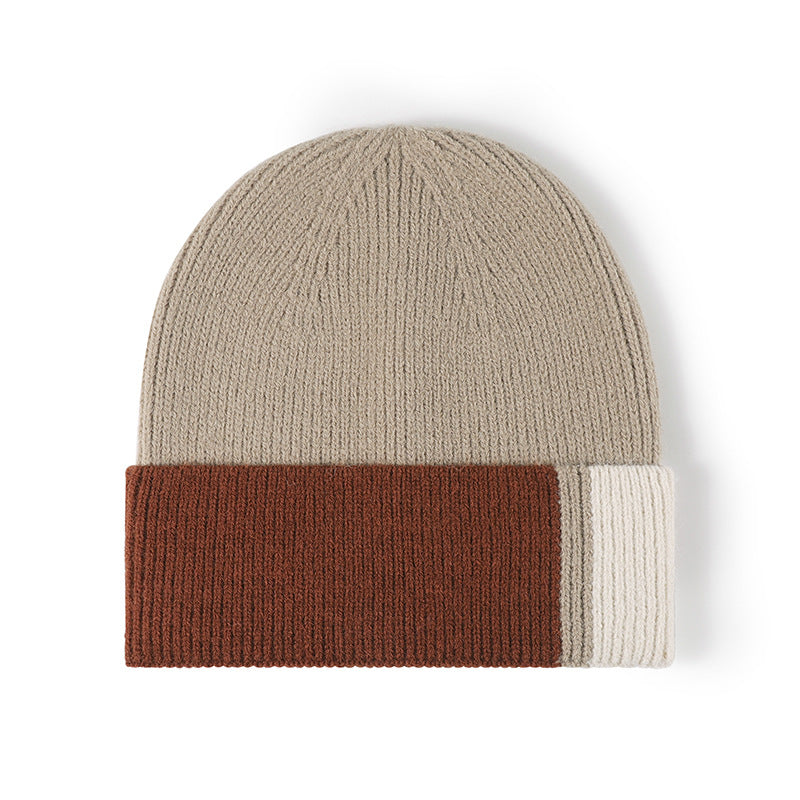 Pink colorblock single-layer knit beanie product view