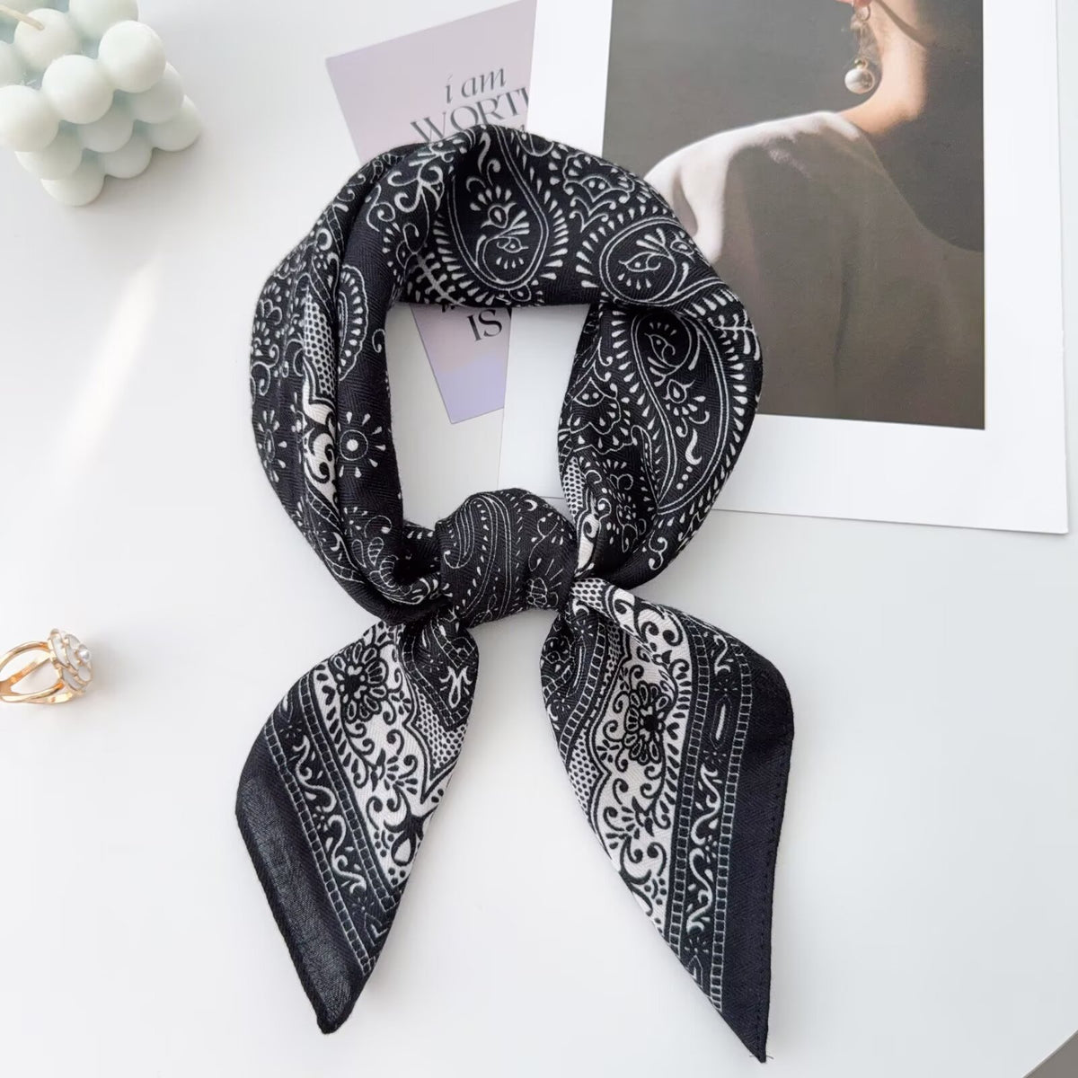 Scarvii - Paisley Floral Ornate Border Square Scarf