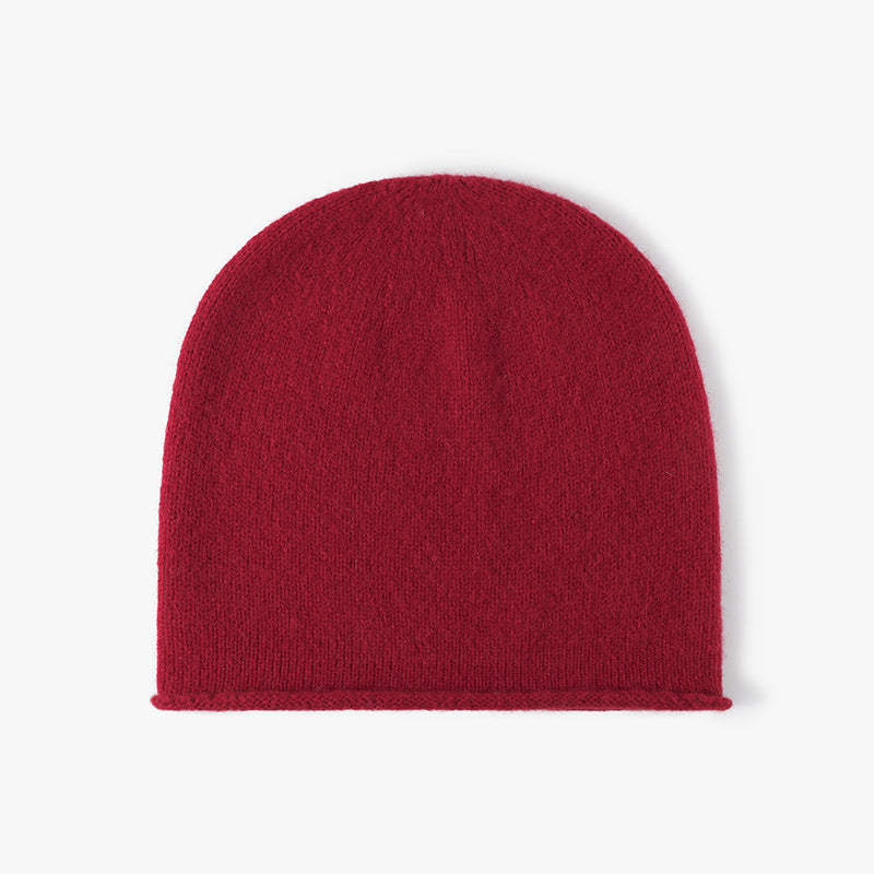 Red wool slouch knit beanie product view