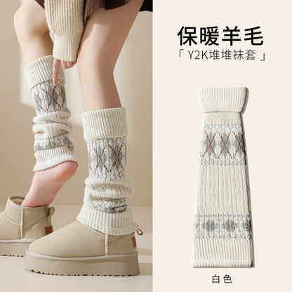 羊毛袜套堆堆袜秋冬季保暖显瘦y2k小腿袜子女款加厚防滑