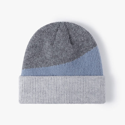 Heather Gray colorblock faux fur-lined cuffed knit beanie product view