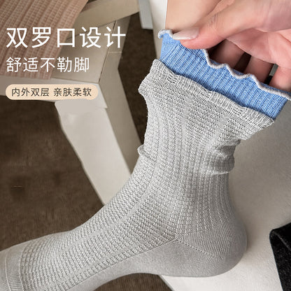 Rufia - Ribbed Layered-Ruffle Crew Socks