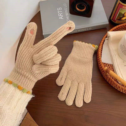 Gloving - Ribbed Knit Loop-Accent Gloves